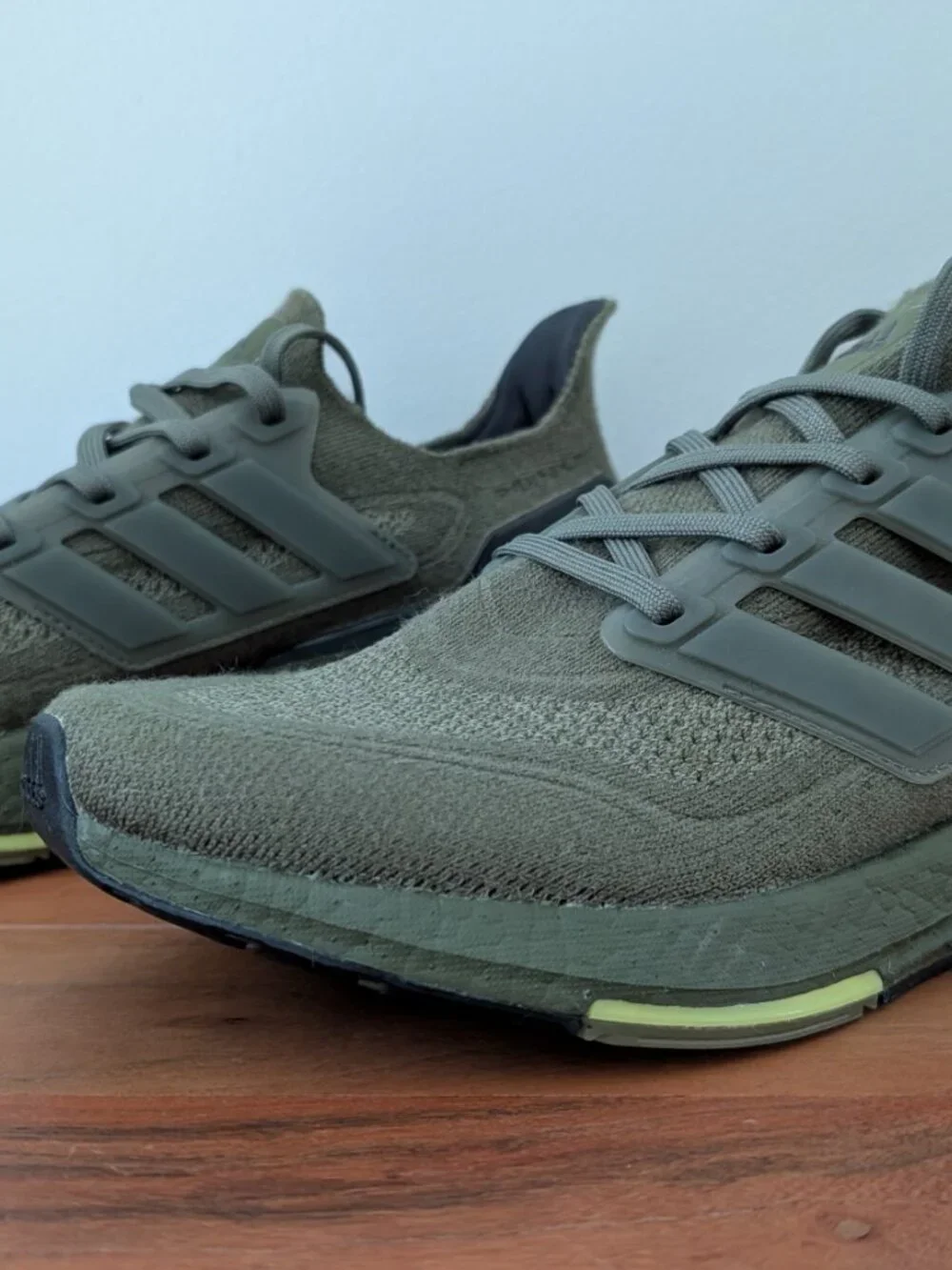 Adidas Ultraboost 21 - men's size 10 - NIB/NWT - focus olive / acid yellow